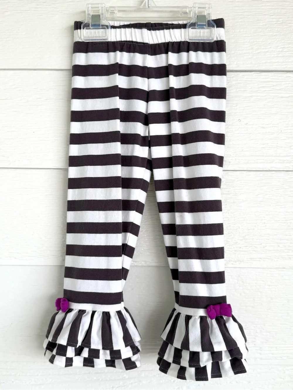 Rare, Too! 3T Girls Striped Floral Tunic & Legging Set - Gray, White, Plum, Lime